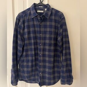 Classic Navy and Gray Plaid Men's Shirt